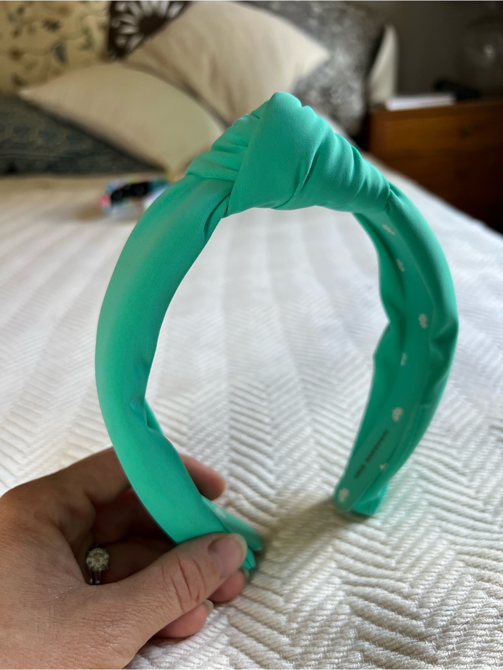 Lele Sadoughi Neoprene aqua-colored knotted headband